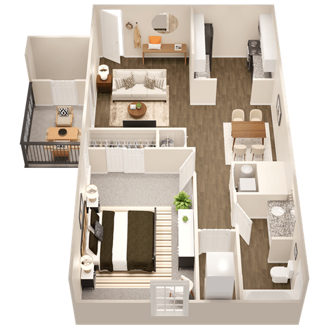 a floor plan of a house with a bedroom and a living room
